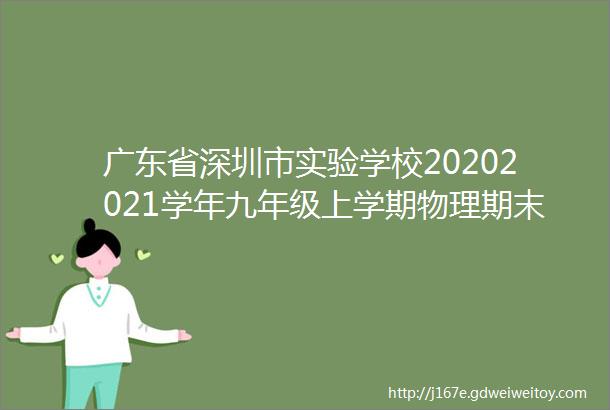 广东省深圳市实验学校20202021学年九年级上学期物理期末联考试卷